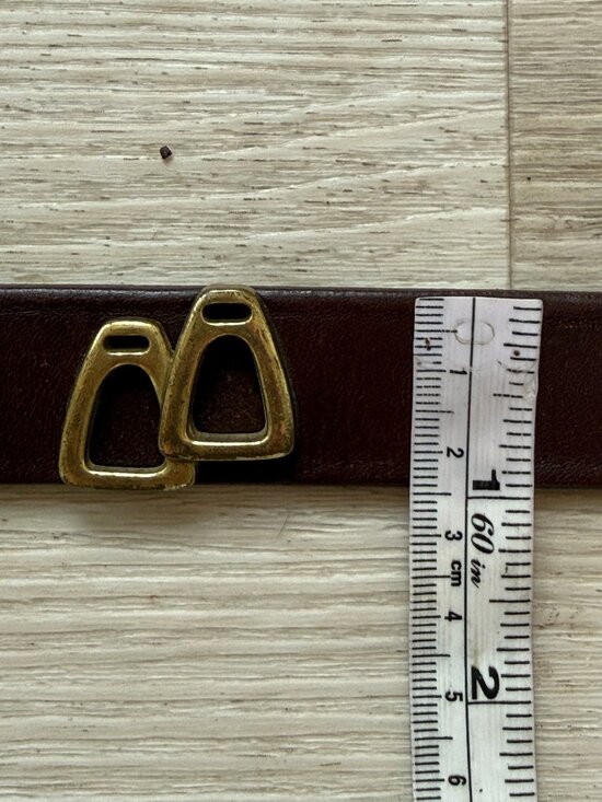 Vintage Brown Leather Belt Gold Western Boho One Inch Width Boho Size 30